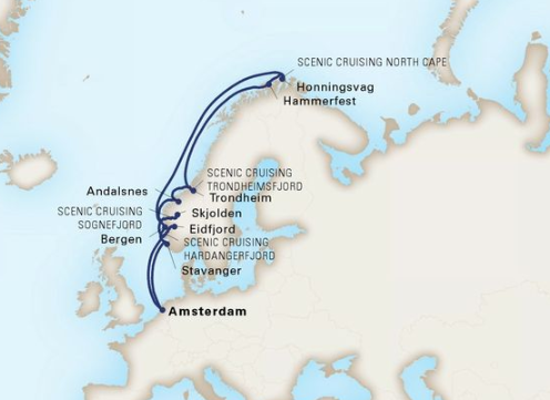 Noorwegen Cruise 2021 Route