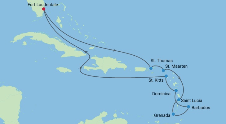 GoForCruise-route-CaribischeCruise-december2018