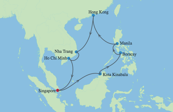 GoForCruise-PresentTravel-AziëCruise-Route