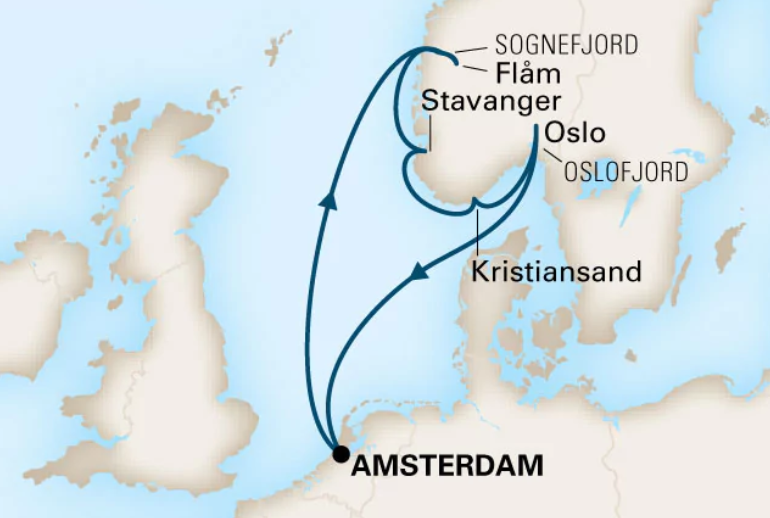 Noorse fjorden Cruise 2019 -Route