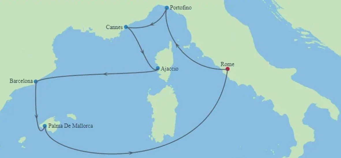 Middellandse Celebrity Cruise 2022 Route II