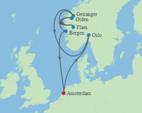 Go For Cruise - Noorse Fjorden Celebrity Cruise 2023 - route
