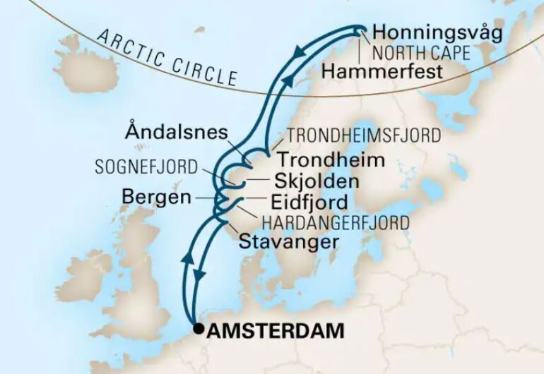 Go For Cruise - Noorwegen Cruise 2023 - route