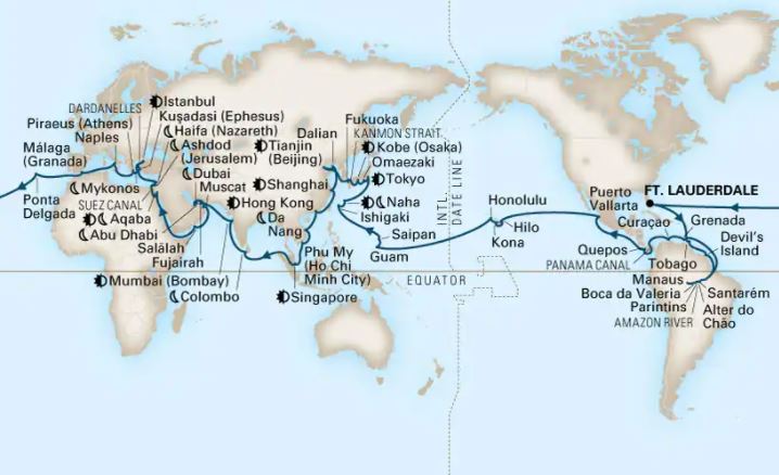 Go For Cruise - Wereldcruise HAL 2024 - Route