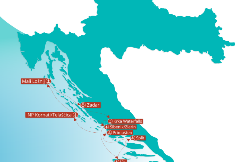 Kroatië Yacht Cruise 2024 - route