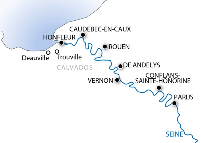 Seine Riviercruise 2023 Route